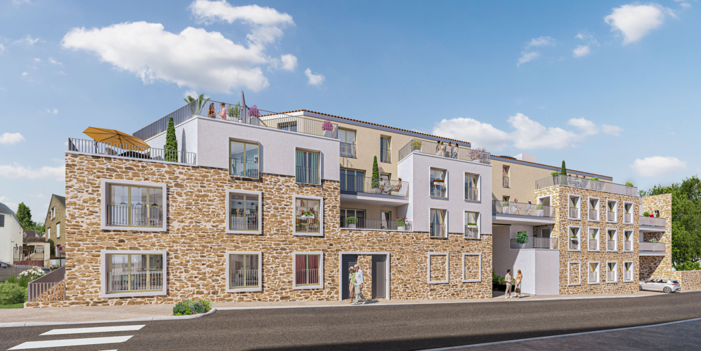 Vue 3D d’un projet immobilier d’accession sociale à la propriété en Île-de-France